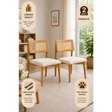 Lif Mobilya Hasır Sandalye Meşe Renk – Iskandinav Tasarım (2’li Set) - 2'Li Set