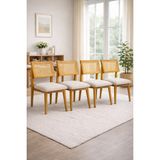 Lif Mobilya Hasır Sandalye Meşe Renk – Iskandinav Tasarım (4’lü Set) - 4'Lü Set