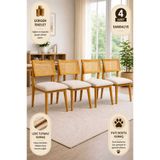 Lif Mobilya Hasır Sandalye Meşe Renk – İskandinav Tasarım (4’lü Set)