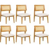 Lif Mobilya Hasır Sandalye Meşe Renk – Iskandinav Tasarım (6’lı Set) - 6'Lı Set