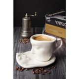 Life 2 Adet 110 ml Yüz Şekilli Seramik Beyaz Türk Kahvesi Fincan Takımı MIT1080