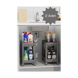 Life 2 Adet 2 Katlı Tekerlekli Tezgah Altı Gri Banyo Mutfak Rafı MIT1124 - standart