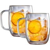 Life 2 Adet 250 ml Çift Cidarlı Isı Yalıtımlı Kulplu Cam Şeffaf Kupa MIT1009