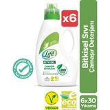 Life By Fakir %100 Bitkisel Bazlı Vegan Sıvı Çamaşır Deterjanı 1500 ml X 6 Adet, Biyoenzim Teknolojisi (Renkli ve Beyazlar İçin) %100 Doğal Temizlik - 9 lt