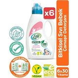 Life by Fakir Life Bitkisel Vegan Sıvı Bebek Çamaşır Deterjanı 1500 ml x 6 Adet %100 Doğal Temizlik Hipoalerjenik - 1,5 lt