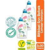 Life by Fakir Life Vegan Bitkisel Sıvı Bebek Çamaşır Deterjanı 1500 ml x 3 Hassas Ciltler İçin Özel Formül