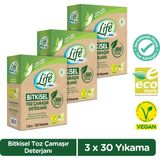 Life by Fakir Vegan Bitkisel Doğal Çamaşır Toz Deterjanı 1.5 kg x 3 Adet - 3 kg