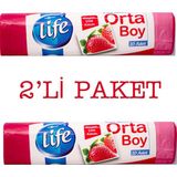 Life Çilek Kokulu Büzgülü Çöp Torbası 2'li - 55 x 60 cm
