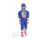 Life For Moda Erkek Çocuk Sonic Kaslı Kostüm - Sonic Kaslı Erkek Çocuk Kostümü Mavi