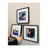 LİFE GLOBAL Yapışkanlı Sök-tak Paspartulu Siyah 21x21cm Kare Fotoğraf Çerçevesi - 3'lü Paket PVC Li