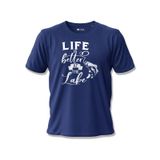 Life Is Better At The Lake Baskılı%100 Pamuklu Lacivert Outdoor Tişört