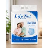 Life Net Medikal Emici Külot Yetişkin Bezi, 30 Adet, M/L/XL, 3D Sızıntı Önleyici, Ultra Kuru Üst Tabaka (Large)