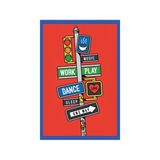 Life, Work & Play – Dance, Music, Coffee, Love ve Yön Tabelası Temalı Hediye Not Kartı & Kartpostal | 10x15 cm - 4
