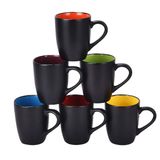 Lifecapido Kahve Kupası - 6'lı Set, 473 ml, Dışı Siyah ve İçi Renkli