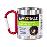 Life+Gear Life Gear Paslanmaz Çelik Çift Duvarlı Kupa Karabina Saplı - Taşınabilir Kaya Tırmanışı, Yürüyüş, Sırt Çantası veya Kamp Seyahat Kupası 10 oz