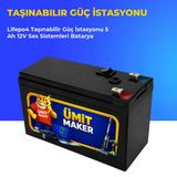 Lifepo4 Taşınabilir Güç İstasyonu 5 Ah 12V Ses Sistemleri Batarya