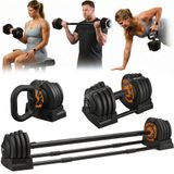 Lifepro Ayarlanabilir Dambıl Seti - 5’i 1 Arada 6,8 kg-11,3 kg-25 kg-19,5 kg-24,9 kg Ağırlık Seti ve Tek Raflı - Hızlı Ayar, Güvenli Kavrama - Erkek ve Kadınlar İçin