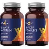 LifeXtra B-Aktif Kompleks 60 Bitkisel Kapsül Metilkobalamin Metilfolat P5P R5P İnositol Biotin (2 paketi)