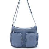 Lifonbag Kadın 7 Bölmeli Su Geçirmez Krinkıl Kumaş Çapraz Askılı Omuz Çantası LIFONBAG-9027 - --Mavi