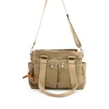 Lifonbag Kadın 7 Bölmeli Suya Dayanıklı Krinkıl Kumaş Çapraz Askılı Renkli Omuz Çantası LF-30026 - Bej0