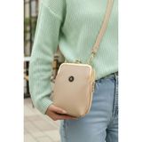 Lifonbag Kadın Burslu Gold Aksesuarlı Çapraz Askılı Suni Deri Telefon Bölmeli Omuz ve Çapraz Çanta LIFON1440 - Bej
