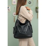 Lifonbag Kadın Yumuşak Deri Çok Bölmeli Büyük Boy Sırt ve Omuz Çantası (41X33 Cm) LIFON-9060 - 41 x 33 cm - Siyah