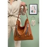 Lifonbag Kadın Yumuşak Deri Çok Bölmeli Büyük Boy Sırt ve Omuz Çantası (41X33 Cm) LIFON-9060 - 41 x 33 cm - Taba