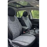 Lifos Serisi Koton Kumaş Universal Oto Koltuk Kılıfı Tam Set Gri