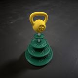 LIFTMAS 3D Baskılı Yılbaşı Ağacı, Kettlebell Temalı Dekoratif Spor Salonu Süsü, Yeşil ve Sarı, Kademeli Disk Tasarımı