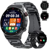 LIGE Akıllı Saat Erkek Bluetooth Telefon Aramaları 1,43'' AMOLED Daima Açık Ekran Erkek Akıllı Saat Android ve iOS 100+ Spor Aktivitesi Fitness Takipçisi Siyah Çelik Erkek Akıllı Saat Nabız Sağlık