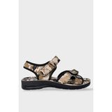 Liger Askeri Kamufulaj Desenli Unisex Kadın Sandalet Siyah - Bej