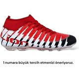 Liger Çoraplı Bilekli Boğazlı Krampon Futbol Ayakkabısı SİYAH - KIRMIZI - Siyah - Kırmızı