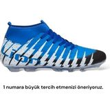 Liger Çoraplı Bilekli Boğazlı Krampon Futbol Ayakkabısı SİYAH - SAKS - Siyah - Saks