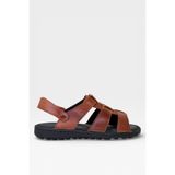 Liger Erkek Hakiki Deri Yazlık Hafif Günlük Ayakkabı Sandalet TABA 3443