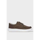 Liger Erkek Keten Gabardin Kumaş Günlük Sneaker Ayakkabı Siyah - Kahverengi