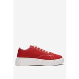 Liger Kadın Rahat Kalıp Kalın Taban Keten Sneakers KIRMIZI 7419
