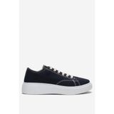 Liger Kadın Rahat Kalıp Kalın Taban Keten Sneakers LACİVERT 7419