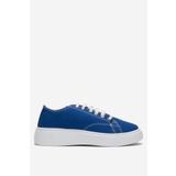 Liger Kadın Rahat Kalıp Kalın Taban Keten Sneakers MAVİ 7419