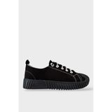 Liger Unisex Kolay Giyilebilir Lastik Bağcıklı Spor Keten Sneaker Ayakkabı SİYAH 7479