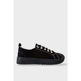 Liger Unisex Kolay Giyilebilir Lastik Bağcıklı Spor Keten Sneaker Ayakkabı SİYAH - Siyah