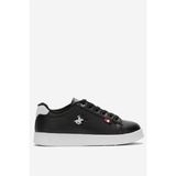 Liger Unisex Sneakers Siyah - Beyaz Düz Tabanlı Spor Ayakkabı Hafızalı Taban Özelliği ile