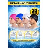 Liggo 20 Adet Likralı Yüzücü Bez Bone Toptan Havuz Bonesi Deniz Bonesi Karışık Renk