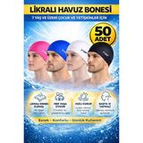 Liggo 50 Adet Liggo Likralı Yüzücü Bez Bone Toptan Havuz Deniz Bonesi Karışık Renk