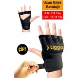 Liggo 7-14 Yaş Ufc Çocuk Boks Eldiveni Mma Eldiveni Torba Eldiveni Antrenman Eldiveni - Siyah - L - XL