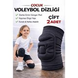 Liggo Çiftli Çocuk Voleybol Dizliği Kaleci Dizliği Kabartma Sünger Destekli - Siyah - 11 - 14 Yaş