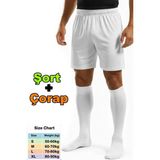 Liggo Halısaha Futbol Şortu Futbol Çorabı Forma Şortu Antrenman Şortu Çorabı - XL - Beyaz