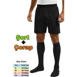 Liggo Halısaha Futbol Şortu Futbol Çorabı Forma Şortu Antrenman Şortu Çorabı - XL - Siyah