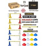 Liggo Kademeli Yatay ve Dikey Ayarlanabilir Antrenman Engel Seti 12 Huni 12 Çanak ve Toplama Aparatı Seti - Renkli - Standart