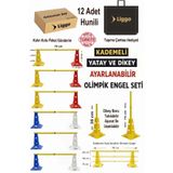 Liggo Kademeli Yatay ve Dikey Ayarlanabilir Olimpik Antrenman Engel Seti 12 Adet Antrenman Hunisi 23 cm