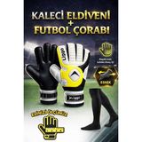 Liggo Reflex Yetişkin Çocuk Kaleci Eldiveni Kaleci Çorabı Seti - 10 - Yeşil